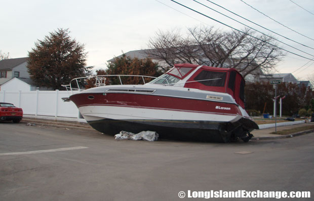 Boats, sheds and anything not nailed down were displaced throughout the neighborhood of Lindenhurst.