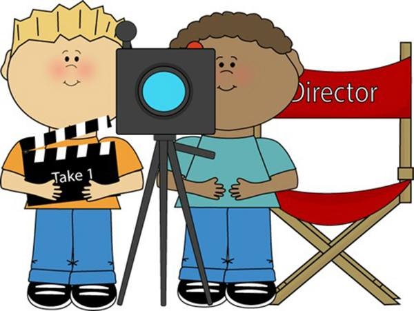 kids direct-behind-movie-camera- clip art