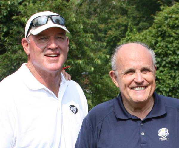 From L-R at a prior MLF Celebrity Golf Classic- Marty Lyons with Rudy Giuliani (close up)