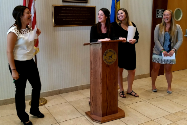 Pages at Mock Press Conference
