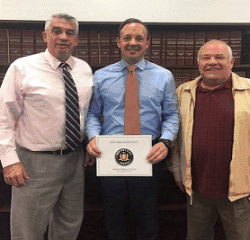 (L to R): Superintendent John Dolan, Senator Croci, School Board President Phil Montouri. Photo Credit: NYS.