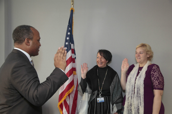 Gregory swears in Dealy and Firmes
